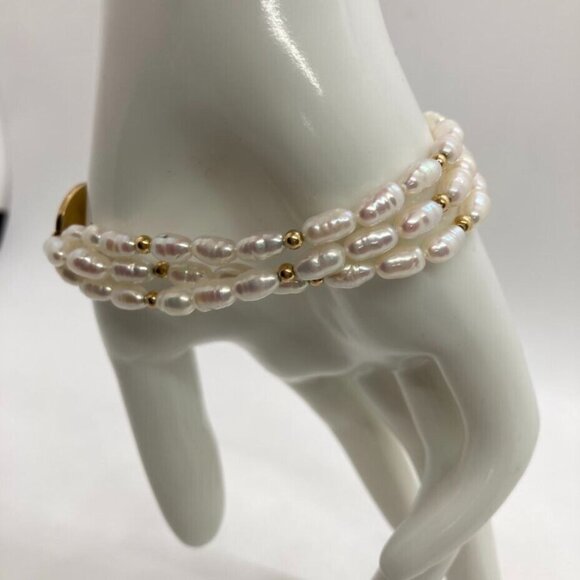 Vintage Jostens 3 Strand Freshwater Pearl Bracelet Employee Service HealthSpan - Picture 4 of 10
